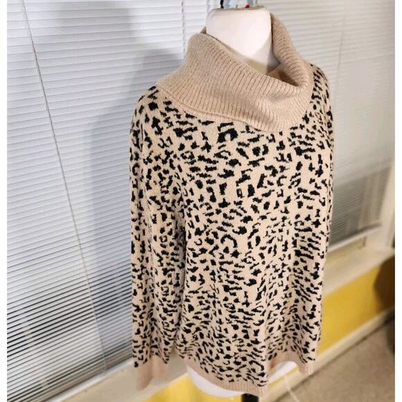 Rachel Zoe $262 XL Leopard Print Cowlneck Super Soft Tunic Sweater - Picture 2 of 8